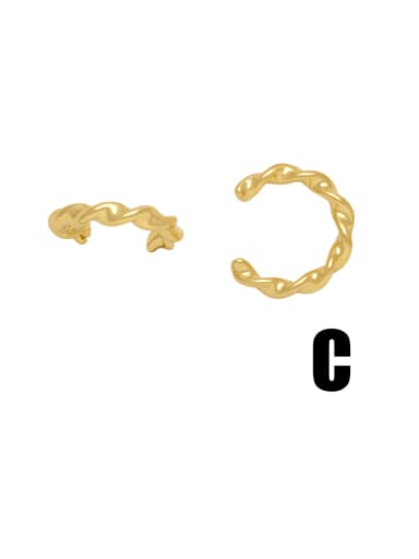C Brass Geometric Hip Hop Clip Earring