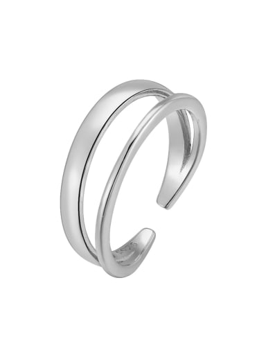 White gold double ring 925 Sterling Silver Geometric Minimalist Stackable Ring