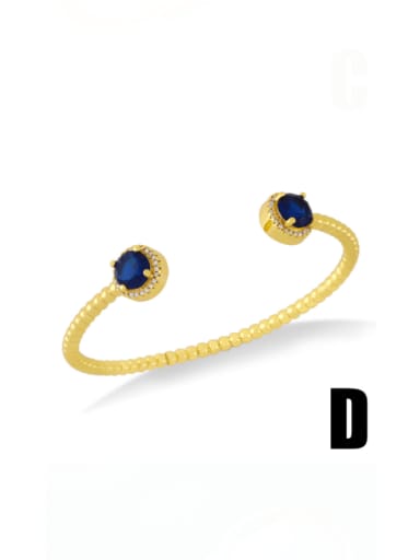 D (blue) Brass Cubic Zirconia Snake Vintage Cuff Bangle
