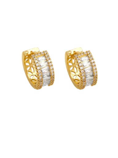 white Brass Cubic Zirconia Geometric Minimalist Huggie Earring