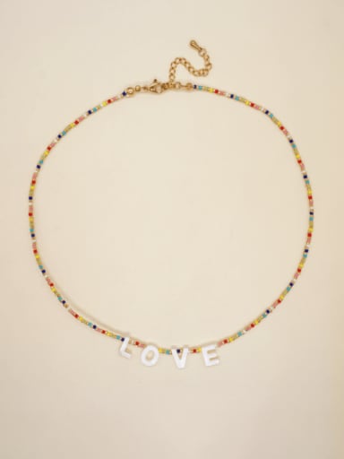 Miyuki Millet Bead Multi Color Letter Bohemia Handmade Beaded Necklace