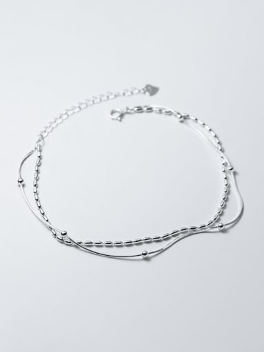 custom 925 Sterling Silver  Minimalist Double Layer Chain Anklet