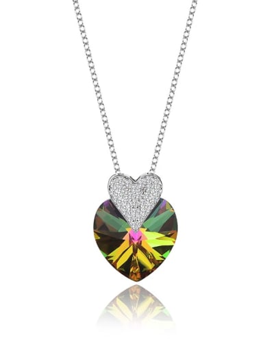 JYXZ 007 (gradient green) 925 Sterling Silver Austrian Crystal Heart Classic Necklace
