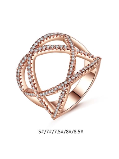 Copper Cubic Zirconia Hollow Geometric Minimalist Band Ring