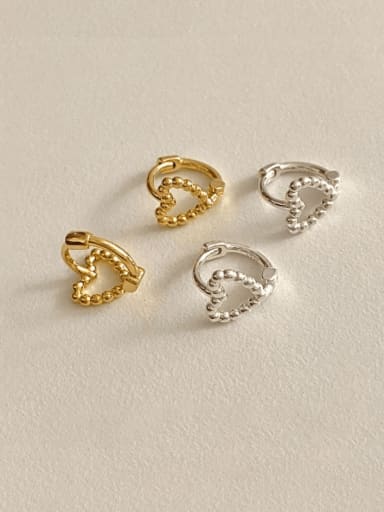 925 Sterling Silver Bead Heart Minimalist Stud Earring