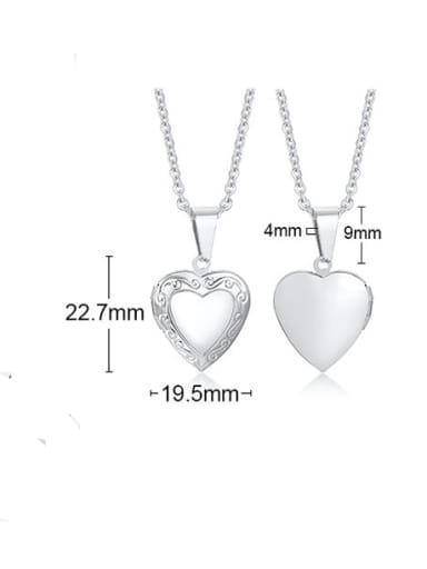 flat Pendant And Chain, steel Color Stainless steel Heart Minimalist Necklace