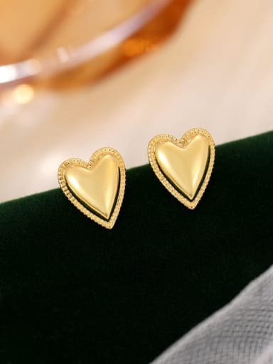 ES2465 gold 925 Sterling Silver Heart Minimalist Stud Earring