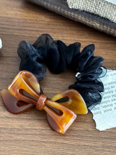 Coffee color 7.7cm Cellulose Acetate Trend Bowknot Multi Color Hair Rope