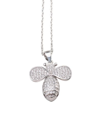 925 Sterling Silver Cubic Zirconia Dainty Bee Pendant Necklace