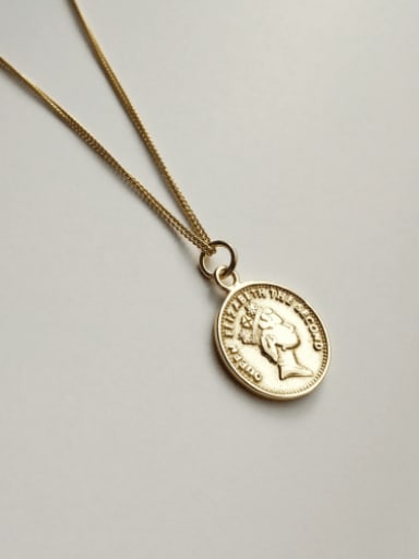 925 Sterling Silver Round Vintage Portrait Pendant Necklace