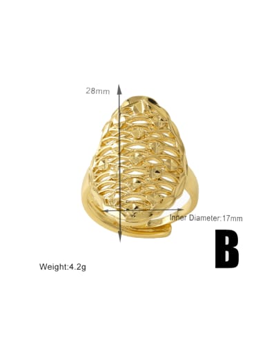 B Brass Geometric Trend Band Ring