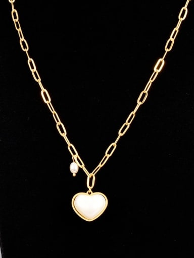 Titanium Steel Cats Eye Heart Minimalist Necklace