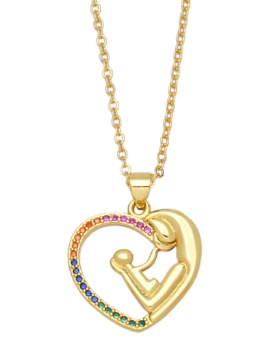 B Brass Cubic Zirconia Heart Vintage Necklace