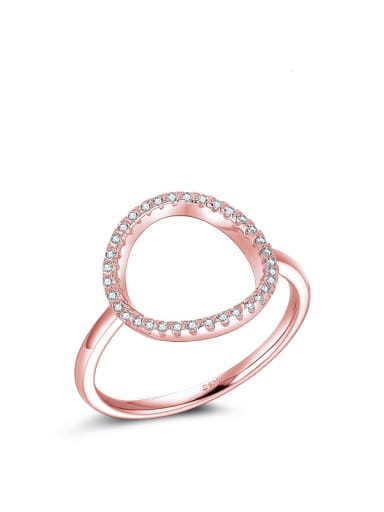 Rose Gold 925 Sterling Silver Cubic Zirconia Hollow  Round Dainty Band Ring