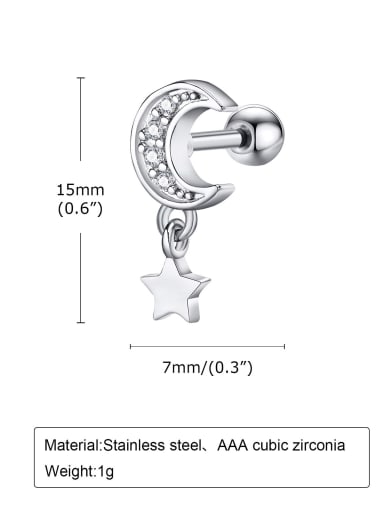 Stainless steel Cubic Zirconia Moon Dainty Drop Earring
