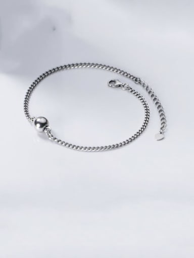 925 Sterling Silver  Vintage Bead and Chain Anklet