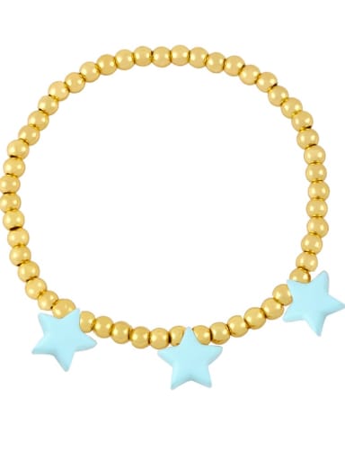 Brass Enamel Star Vintage Beaded Bracelet