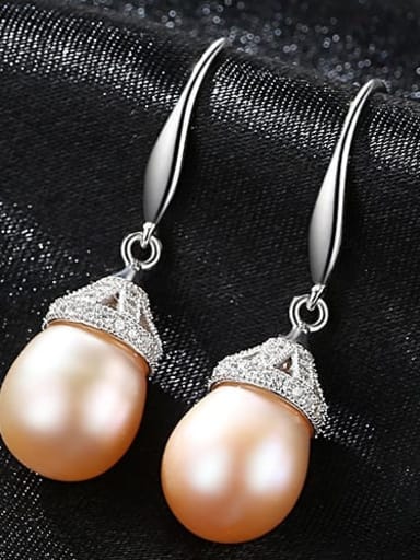 925 Sterling Silver Freshwater Pearl Multi Color Water Drop Minimalist Hook Earring