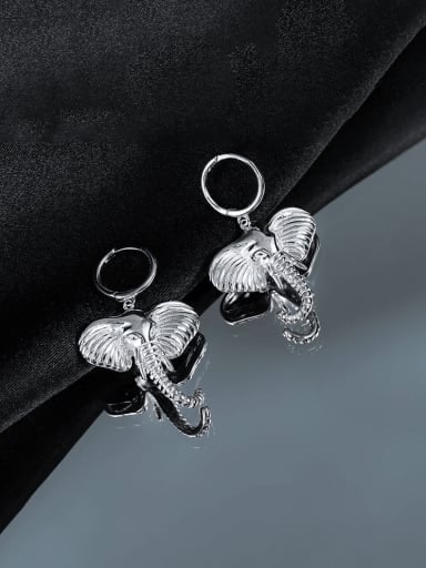 925 Sterling Silver Elephant Vintage Huggie Earring