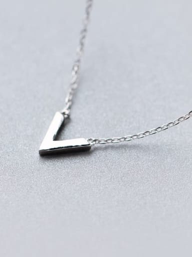 925 Sterling Silver Letter V Minimalist  Pendant  Necklace