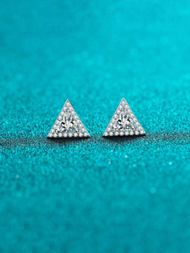 custom 925 Sterling Silver Moissanite Triangle Dainty Stud Earring