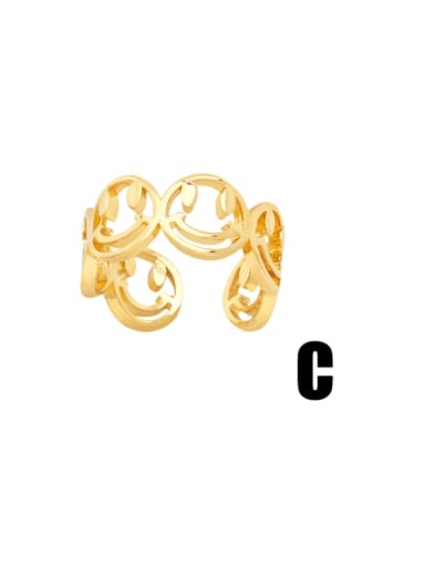 C Brass Cubic Zirconia Smiley Hip Hop Band Ring