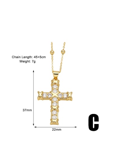 C Brass Cubic Zirconia Cross Hip Hop Regligious Necklace