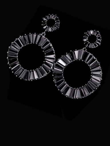 Gun black+black Brass Cubic Zirconia Geometric Luxury Drop Earring