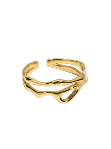 18K gold [13 adjustable] 925 Sterling Silver Irregular Minimalist Stackable Ring