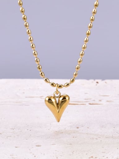 Titanium Steel Heart Minimalist Beaded Chain Necklace