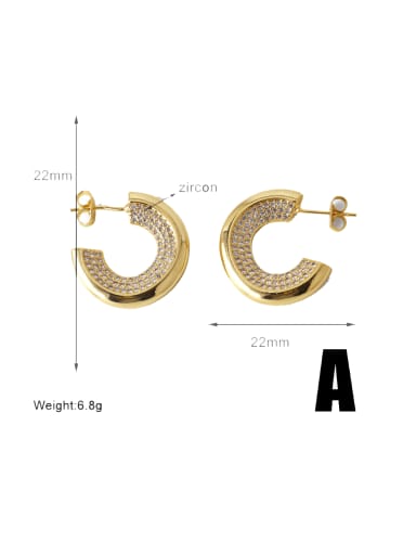A Brass Cubic Zirconia Geometric Hip Hop Cluster Earring