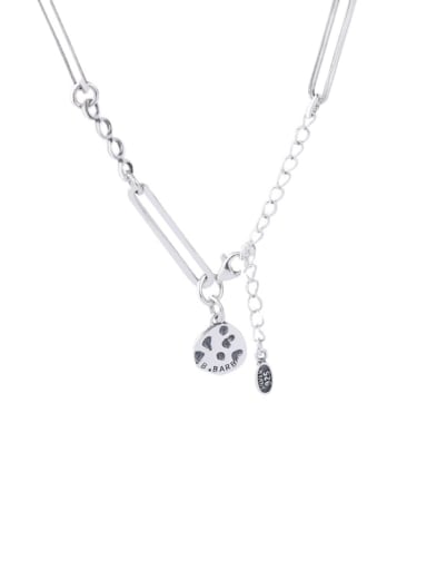 925 Sterling Silver Vintage Hollow Chain Lariat Necklace