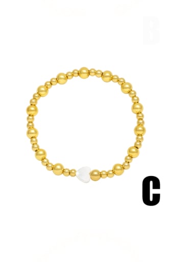 C Brass Imitation Pearl Pentagram Minimalist Beaded Bracelet