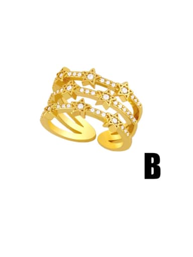B Brass Cubic Zirconia Irregular Vintage Band Ring