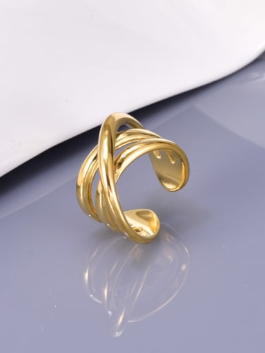 18K gold Titanium Steel Geometric Hip Hop Stackable Ring
