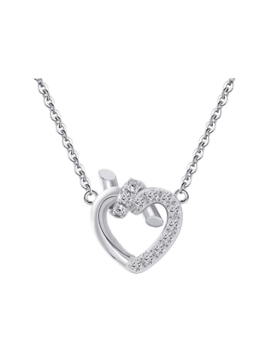 platinum ,2.23g 925 Sterling Silver Cubic Zirconia Heart Dainty Necklace