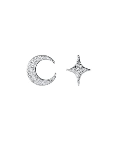 925 Sterling Silver Star  Moon Minimalist Stud Earring