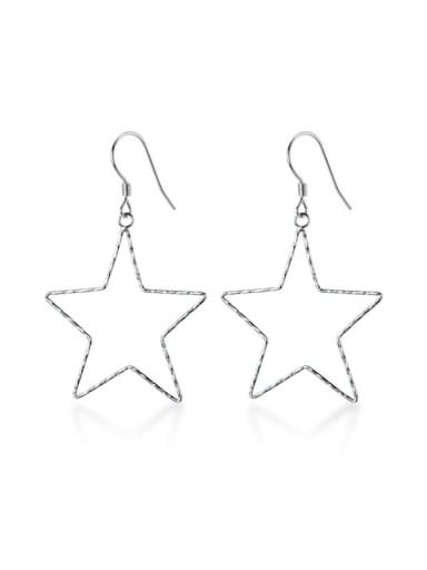 925 Sterling Silver  Minimalist Hollow Five-pointed star  Hook Earring