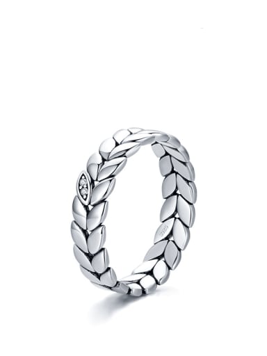 925 Sterling Silver Classic lucky circle of leaves Band Ring