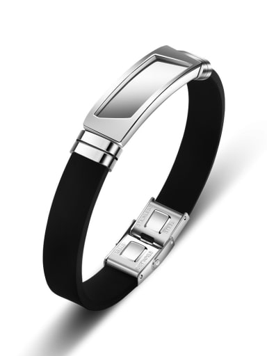 custom Stainless steel Silicone Heart Hip Hop Wristband Bracelet