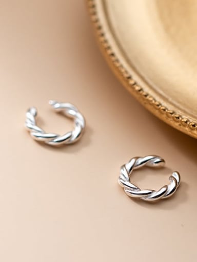 925 Sterling Silver Twist Geometric Minimalist Clip Earring
