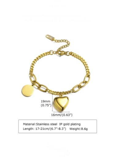 Br 1235 gold Titanium Steel Imitation Pearl Heart Vintage Strand Bracelet