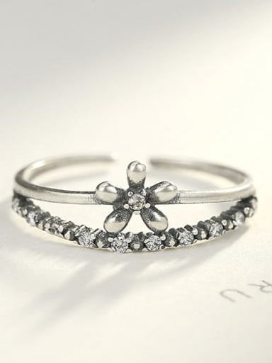925 Sterling Silver Flower Vintage Stackable Ring