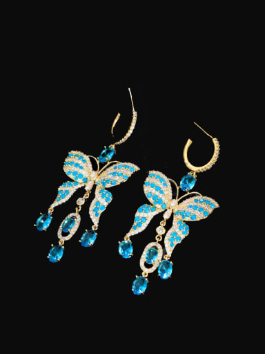 Brass Cubic Zirconia Butterfly Luxury Chandelier Earring