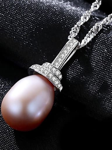 Purple 6A02 925 Sterling Silver Freshwater Pearl Pink pendant Necklace
