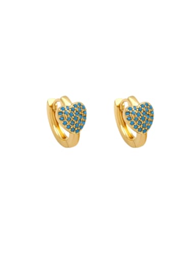 Blue pine Brass Cubic Zirconia Heart Hip Hop Huggie Earring