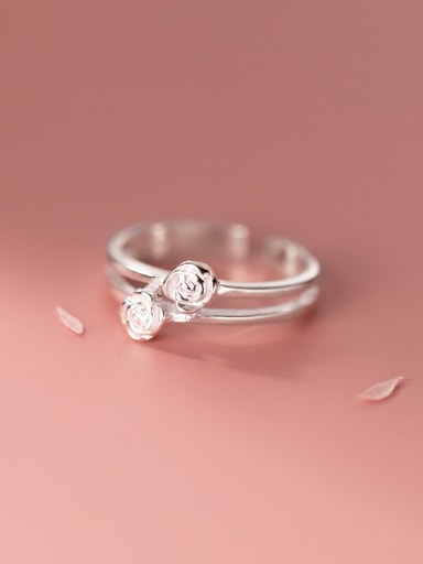 925 Sterling Silver Cubic Zirconia Flower Minimalist Stackable Ring