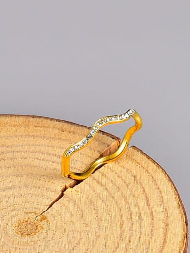 Titanium Steel Cubic Zirconia Irregular Minimalist Band Ring
