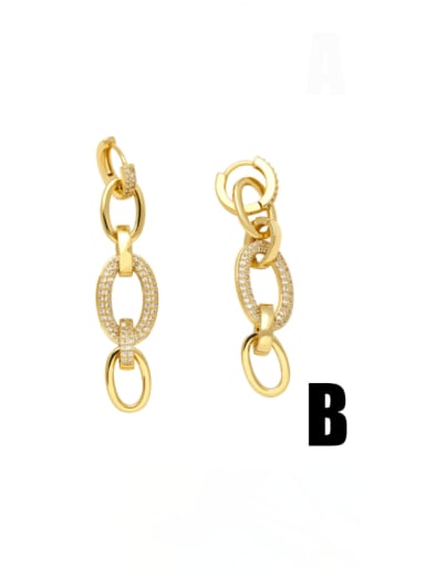 B Brass Imitation Pearl Geometric Minimalist Drop Earring