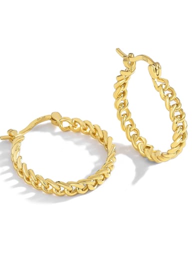 Brass Hollow Geometric Chain Vintage Huggie Earring